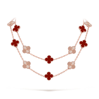 [Rani Jewelry]CLOVER 20 MOTIFS LASER CARNELIAN NECKLACE