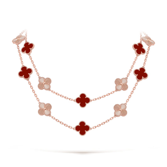 [Rani Jewelry]CLOVER 20 MOTIFS LASER CARNELIAN NECKLACE