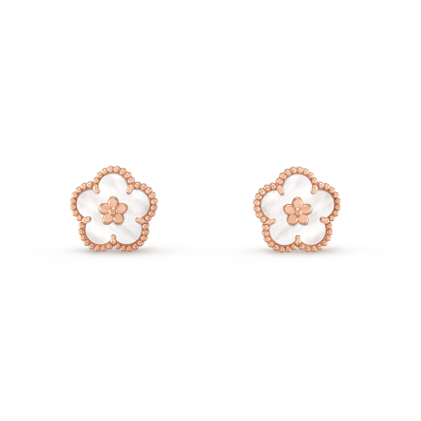 [Rani Jewelry]LUCKY PINK GOLD WHITE MOP EARRINGS