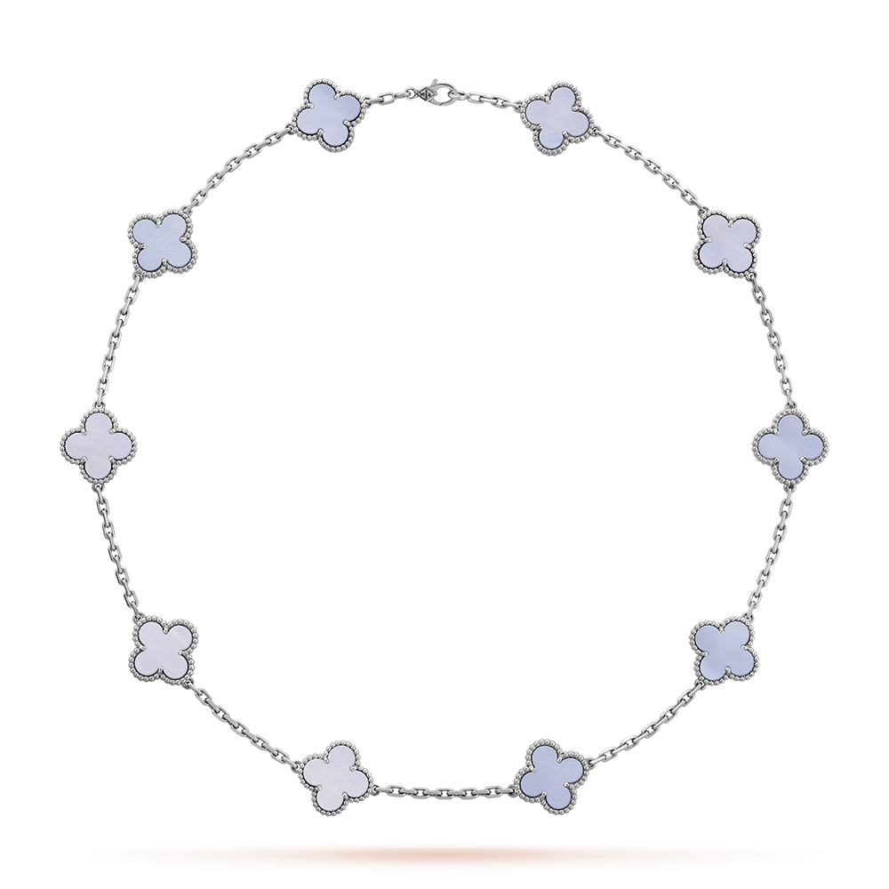 [Rani Jewelry]CLOVER 10 MOTIFS BLUE CHALCEDONY NECKLACE