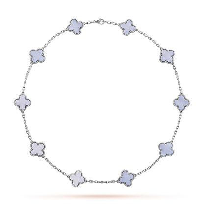 [Rani Jewelry]CLOVER 10 MOTIFS BLUE CHALCEDONY NECKLACE