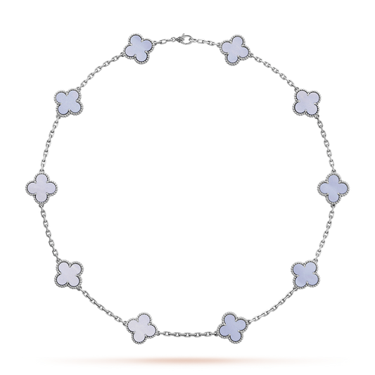 [Rani Jewelry]CLOVER 10 MOTIFS BLUE CHALCEDONY NECKLACE