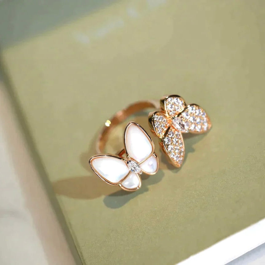 [Rani Jewelry]TWIN BUTTERFLY DIAMOND MOP RING