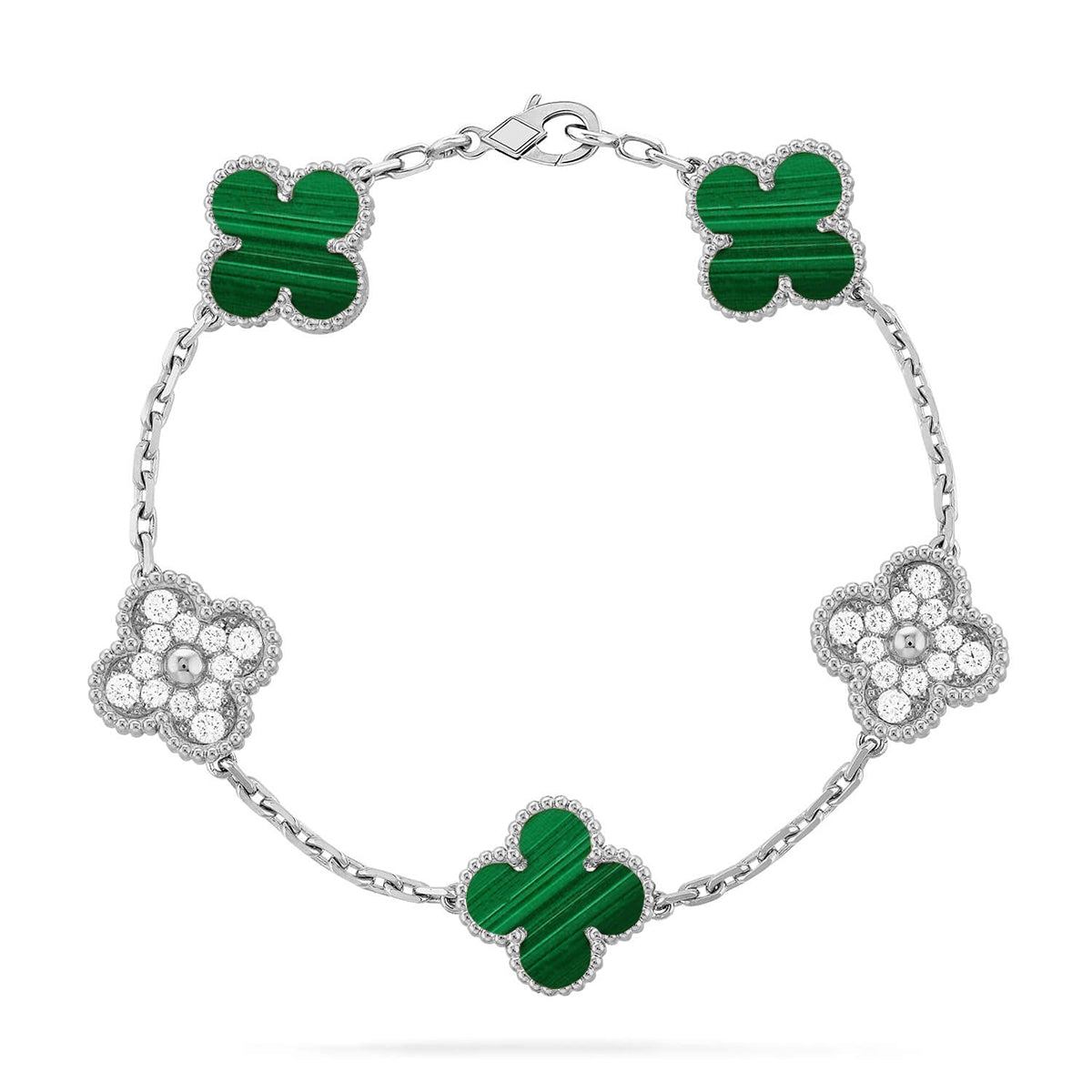 [Rani Jewelry] CLOVER 5 MOTIF MALACHITE BRACELET COLLECTION