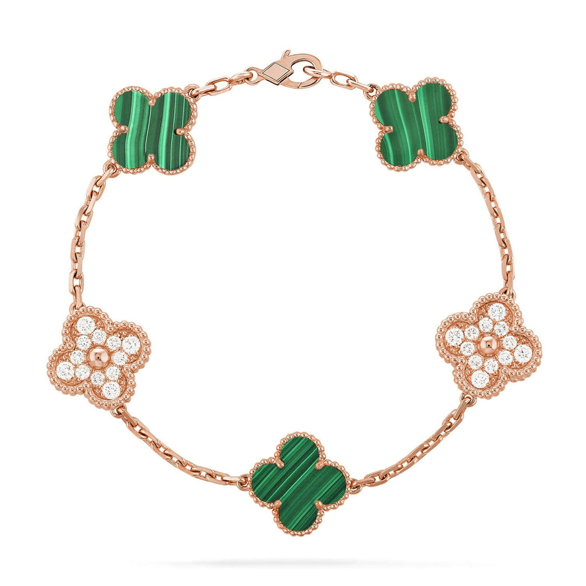 [Rani Jewelry] CLOVER 5 MOTIF MALACHITE BRACELET COLLECTION