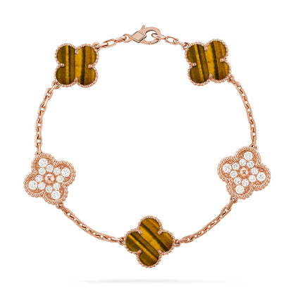 [Rani Jewelry] CLOVER 5 MOTIFS TIGER EYE BRACELET COLLECTION