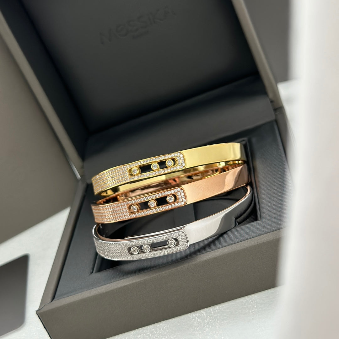 [Rani Jewelry]Move Noa Rose Gold Pavé Diamond Bangle Bracelet