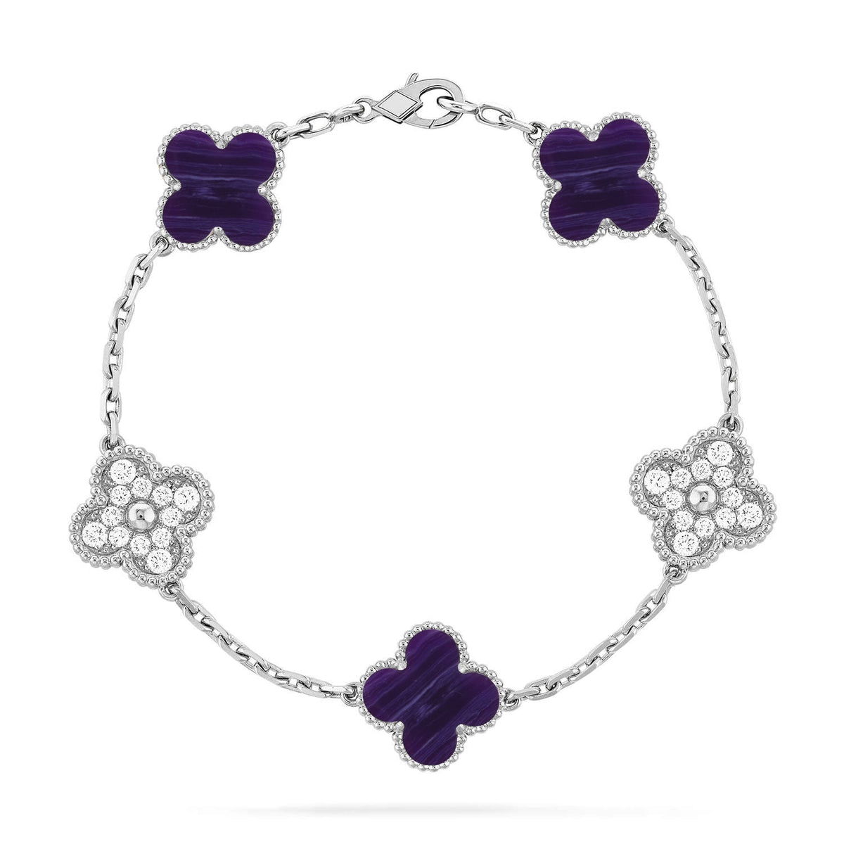 [Rani Jewelry]CLOVER 5 MOTIF PURPLE STRIPES BRACELET COLLECTION