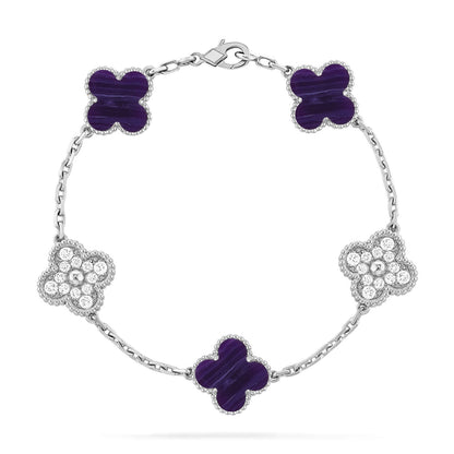[Rani Jewelry]CLOVER 5 MOTIF PURPLE STRIPES BRACELET COLLECTION
