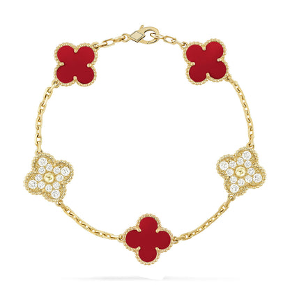 [Rani Jewelry] CLOVER 5 MOTIF RED CORNELIAN BRACELET COLLECTION