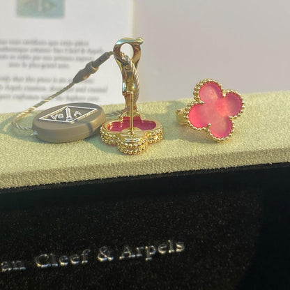 [Rani Jewelry]NEW CLOVER 15MM PINK ENAMEL STUD EARRINGS