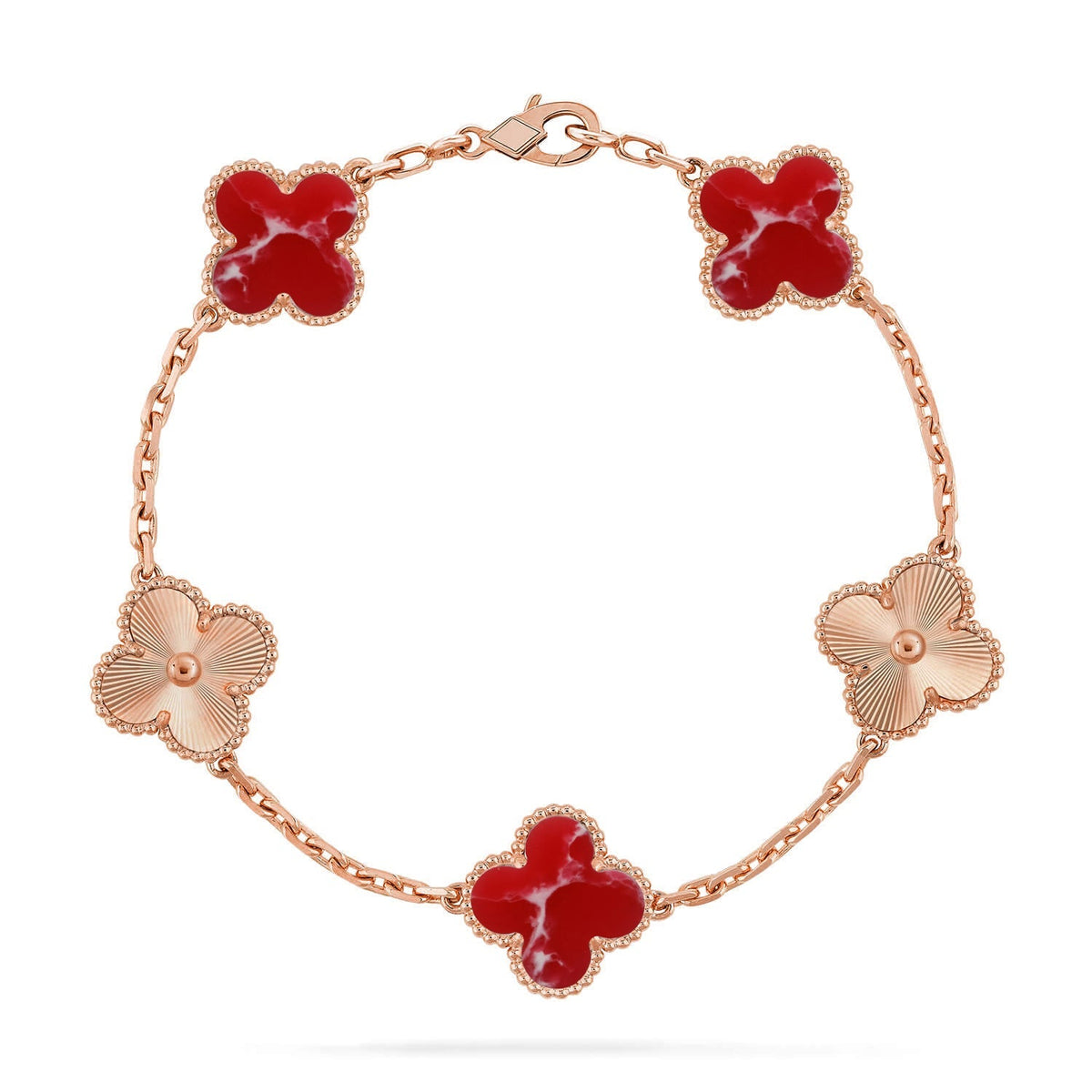 [Rani Jewelry]CLOVER 5 MOTIF RED PATTERN BRACELET COLLECTION