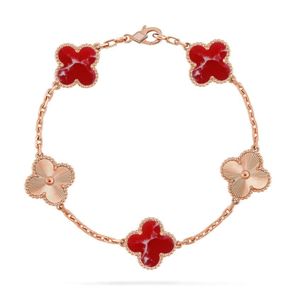 [Rani Jewelry]CLOVER 5 MOTIF RED PATTERN BRACELET COLLECTION