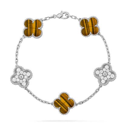 [Rani Jewelry] CLOVER 5 MOTIFS TIGER EYE BRACELET COLLECTION