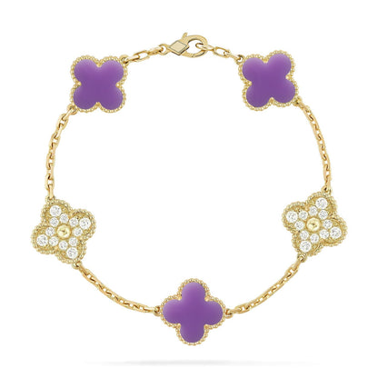 [Rani Jewelry]CLOVER 5 MOTIF LIGHT PURPLE BRACELET COLLECTION
