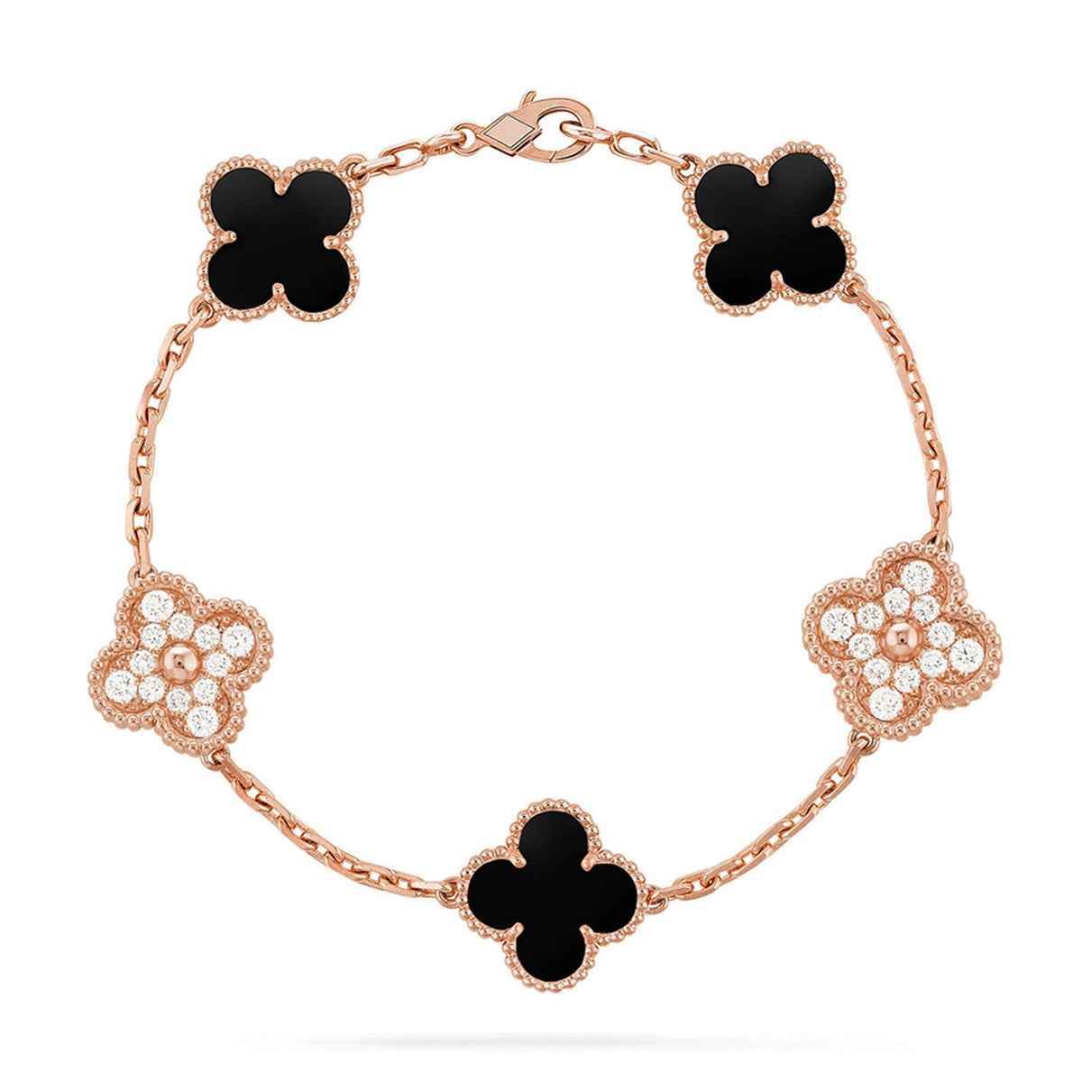 [Rani Jewelry] CLOVER 5 MOTIF ONYXS BRACELET COLLECTION