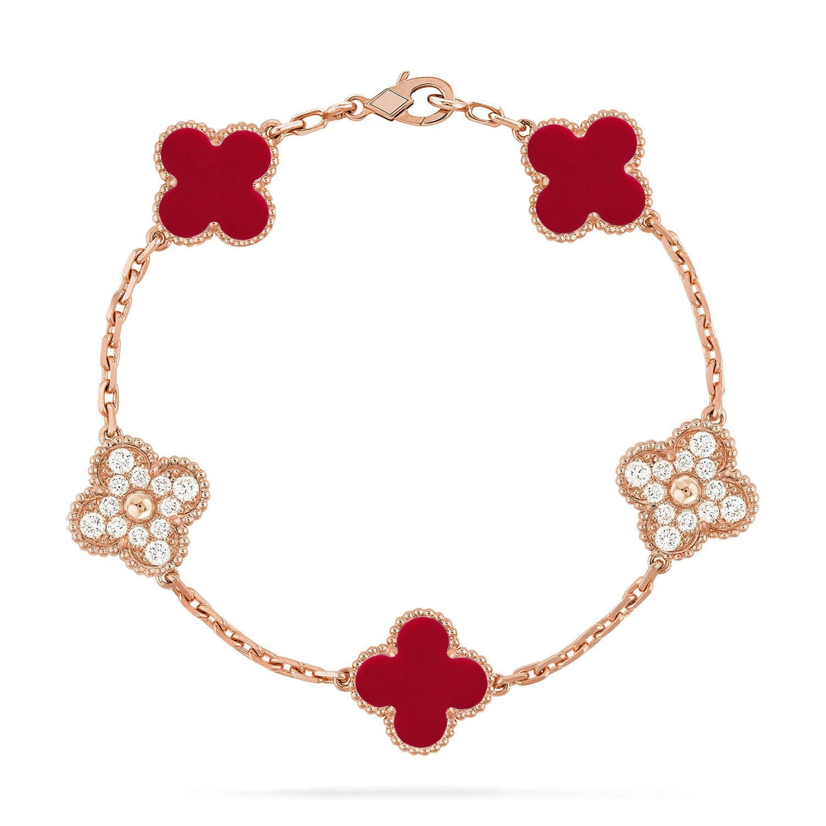 [Rani Jewelry] CLOVER 5 MOTIF RED CORNELIAN BRACELET COLLECTION