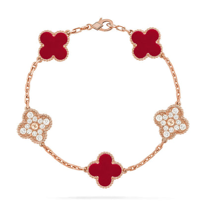 [Rani Jewelry] CLOVER 5 MOTIF RED CORNELIAN BRACELET COLLECTION