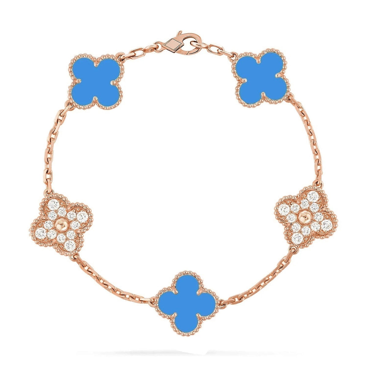 [Rani Jewelry] CLOVER 5 MOTIF BLUE AGATE BRACELET COLLECTION