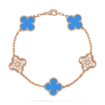 [Rani Jewelry] CLOVER 5 MOTIF BLUE AGATE BRACELET COLLECTION