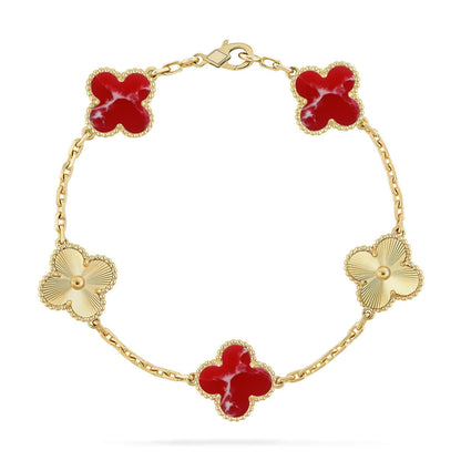 [Rani Jewelry]CLOVER 5 MOTIF RED PATTERN BRACELET COLLECTION