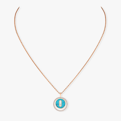 [Rani Jewelry]LUCKY MOVE 1 DIAMOND TURQUOISE PINK GOLD DIAMOND NECKLACE