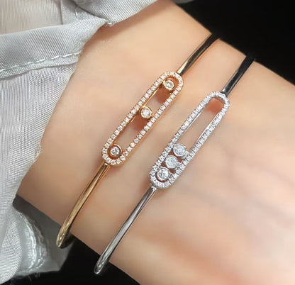 [Rani Jewelry]Move Pavé Diamond Bangle Bracelet M