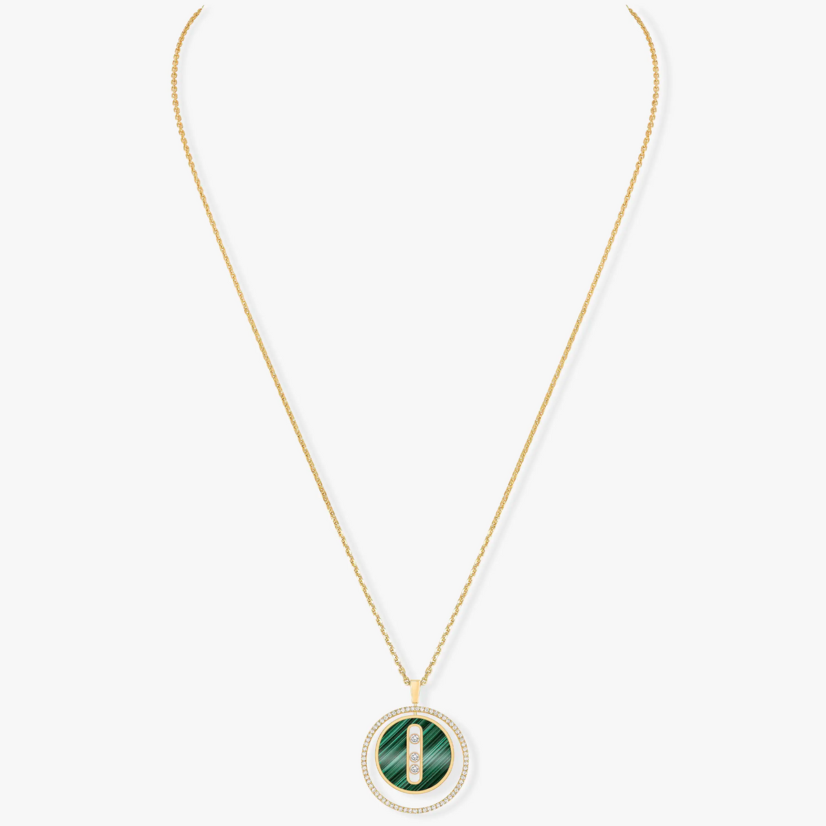 [Rani Jewelry]LUCKY MOVE 3 DIAMOND MALACHITE GOLD DIAMOND NECKLACE