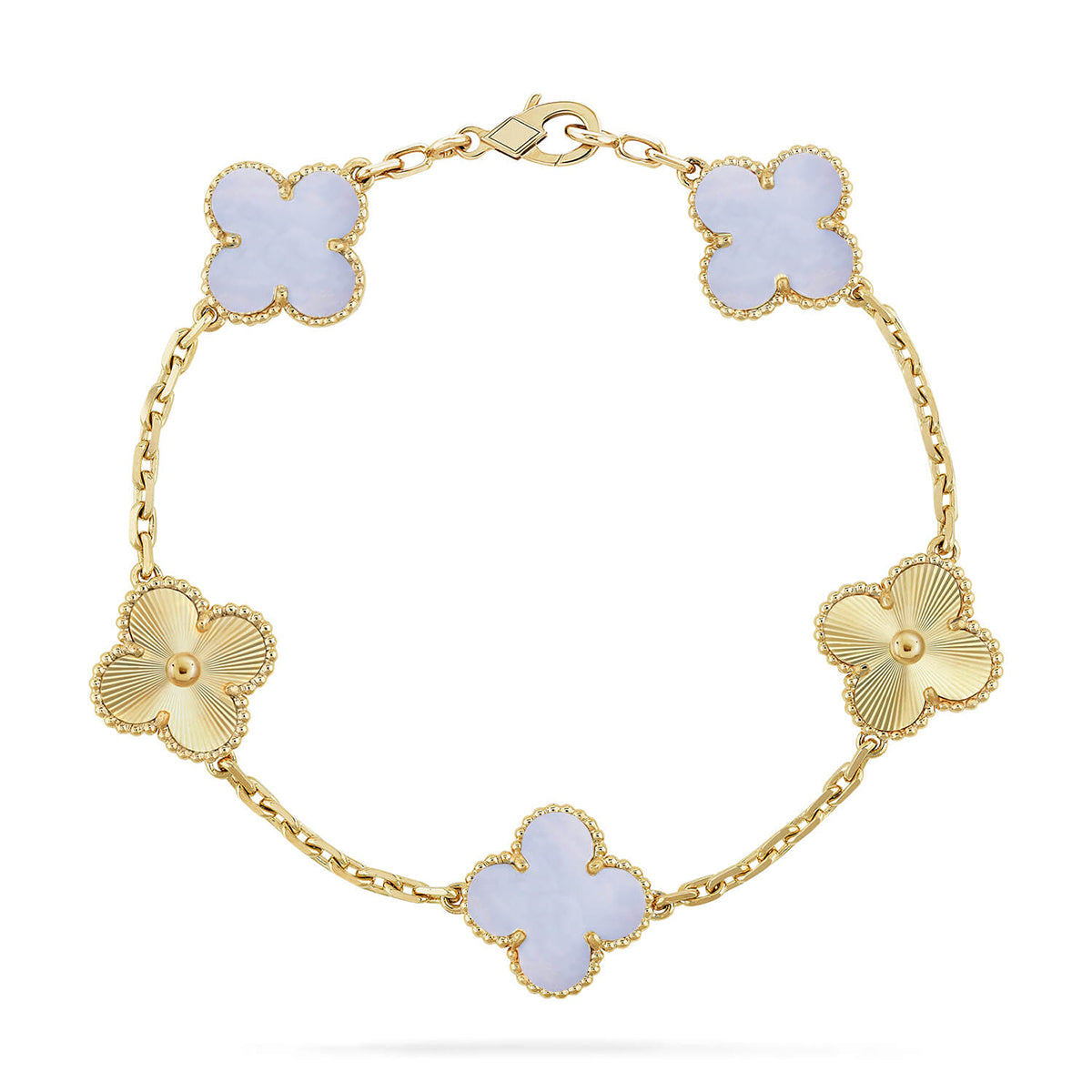 [Rani Jewelry] CLOVER 5 MOTIF PURPLE CHALCEDONY BRACELET COLLECTION