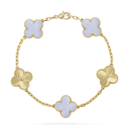 [Rani Jewelry] CLOVER 5 MOTIF PURPLE CHALCEDONY BRACELET COLLECTION