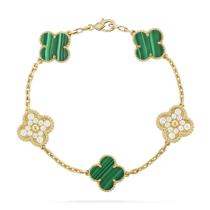 [Rani Jewelry] CLOVER 5 MOTIF MALACHITE BRACELET COLLECTION