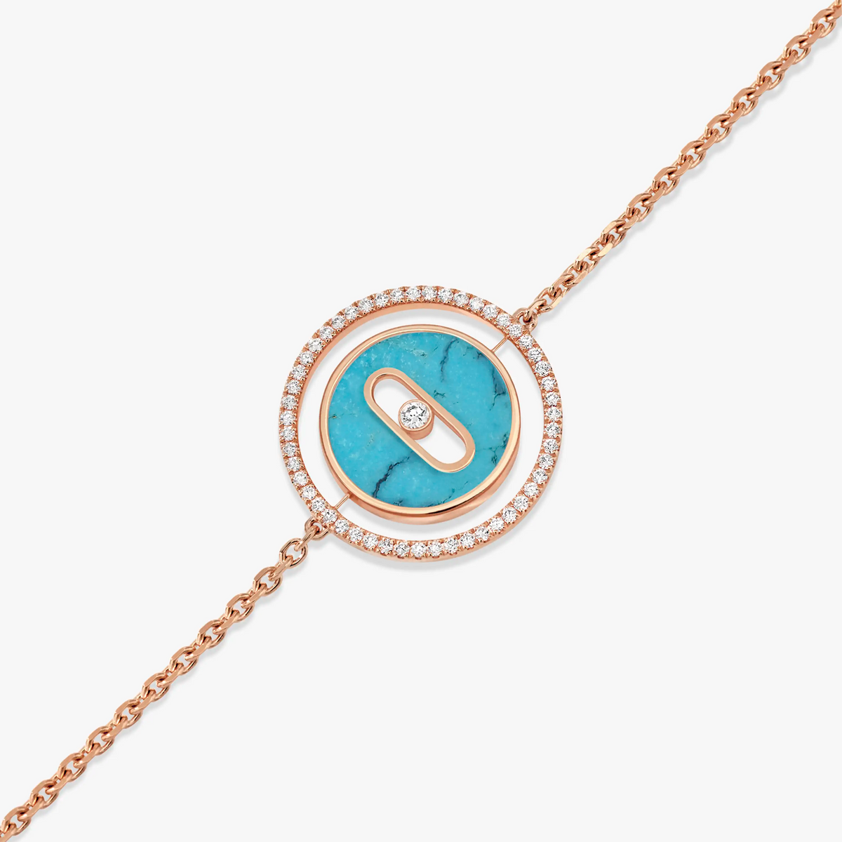[Rani Jewelry]LUCKY MOVE TURQUOISE PINK GOLD DIAMOND BRACELET