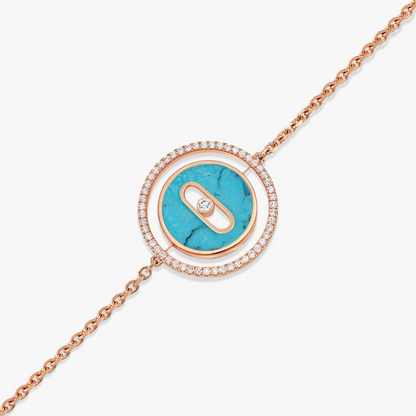 [Rani Jewelry]LUCKY MOVE TURQUOISE PINK GOLD DIAMOND BRACELET
