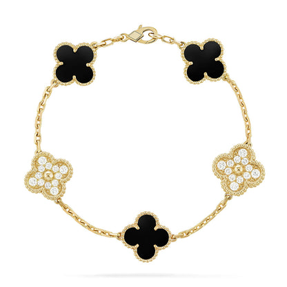 [Rani Jewelry] CLOVER 5 MOTIF ONYXS BRACELET COLLECTION