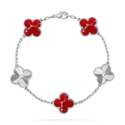 [Rani Jewelry]CLOVER 5 MOTIF RED PATTERN BRACELET COLLECTION