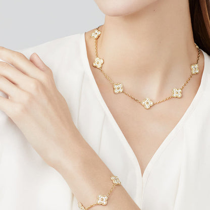 [Rani Jewelry]CLOVER 10 MOTIFS DIAMOND NECKLACE