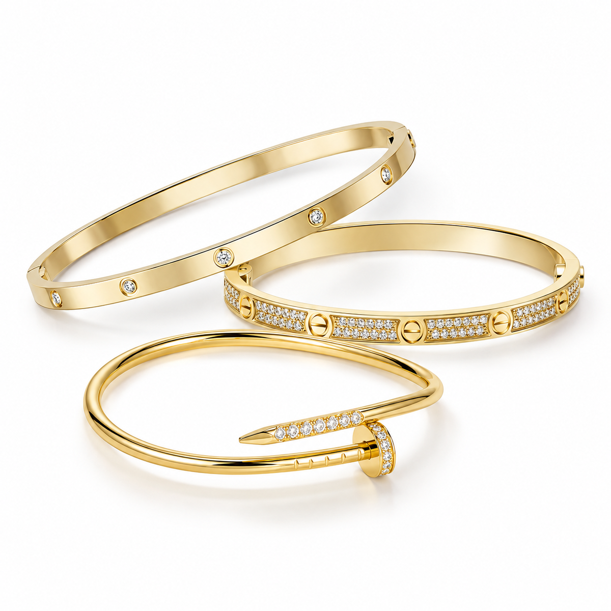 [Rani Jewelry] JUSTE Diamond & LOVE Diamond Bracelet Stack Set