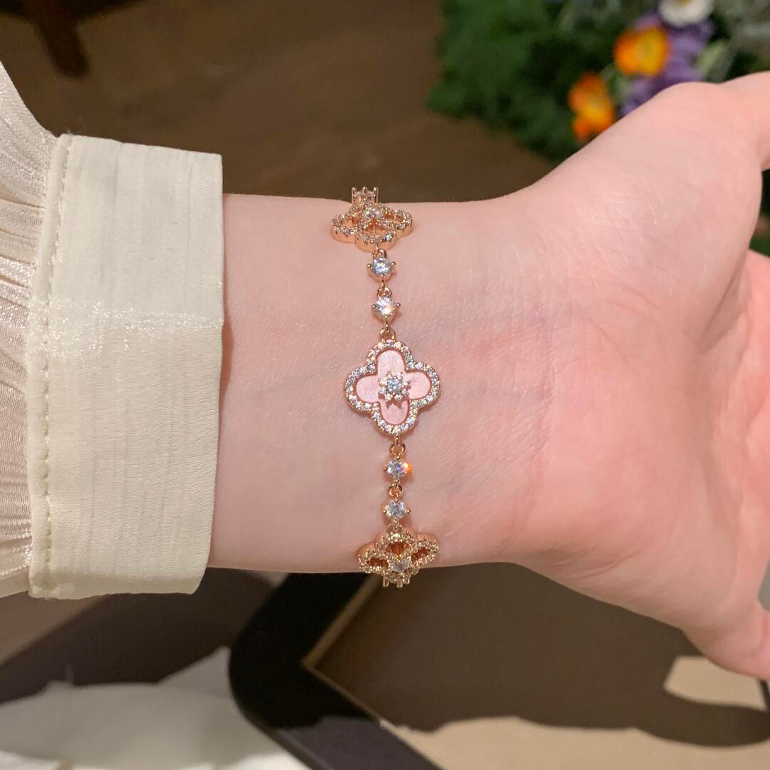 [Rani Jewelry]CLOVER 5 MOTIF PINK BLUE RED WHITE BRACELET