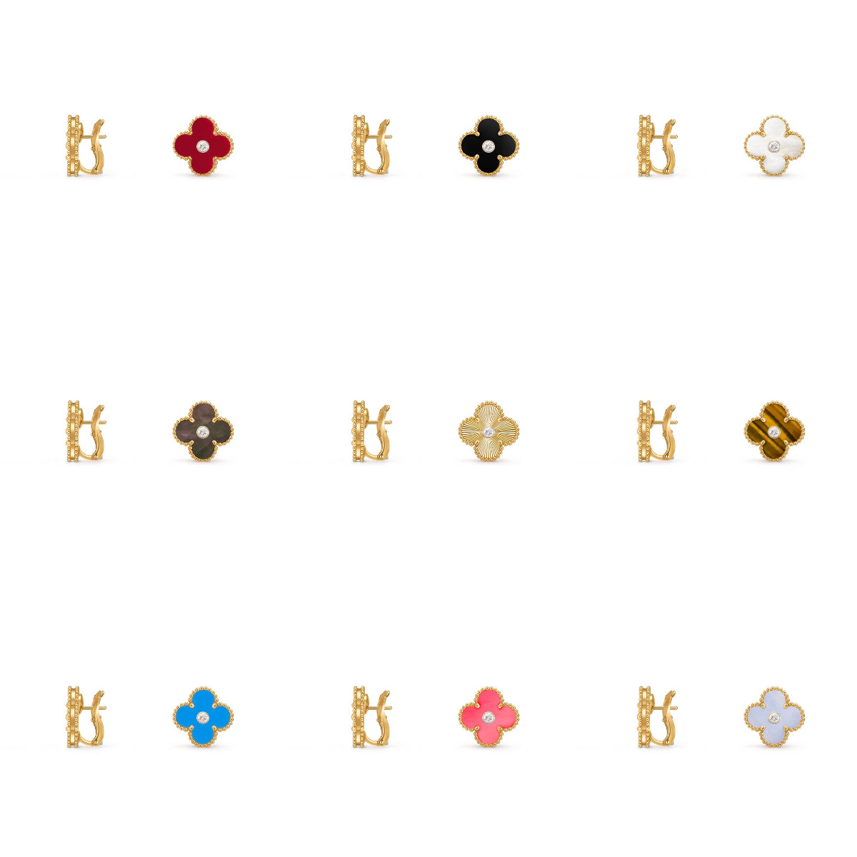 [Rani Jewelry]CLOVER 15MM MOP DIAMOND EARRINGS COLLECTION