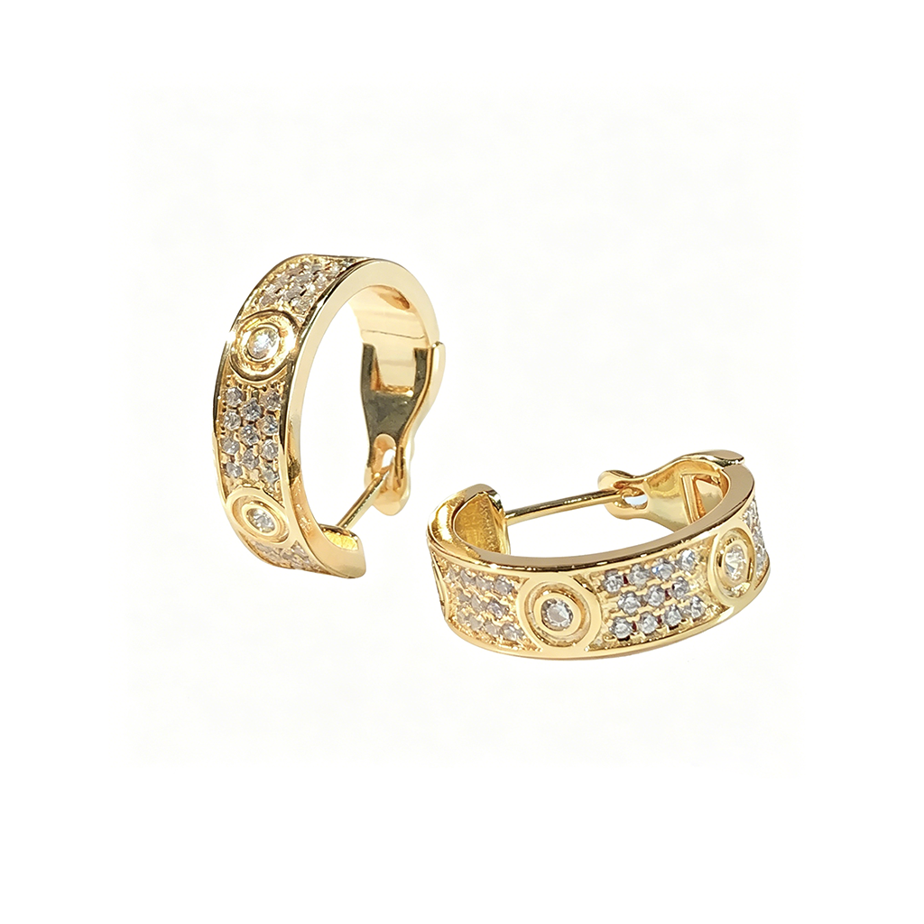 [Rani Jewelry] LOVE 5.5MM DIAMOND PAVED EARRINGS