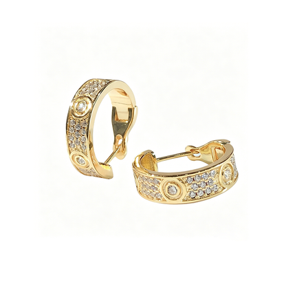 [Rani Jewelry] LOVE 5.5MM DIAMOND PAVED EARRINGS