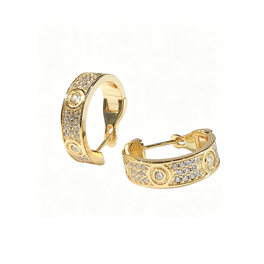 [Rani Jewelry] LOVE 5.5MM DIAMOND PAVED EARRINGS