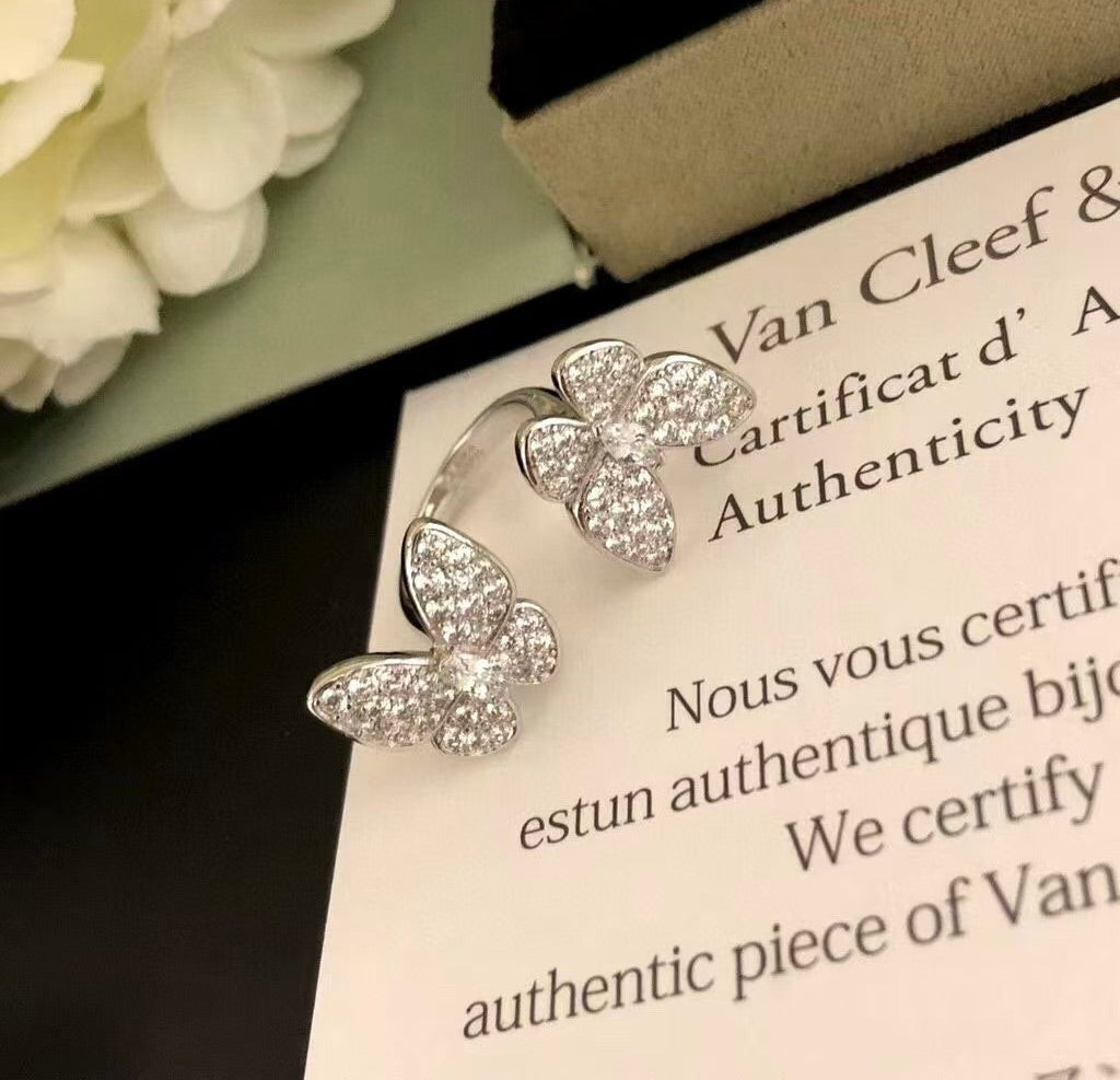 [Rani Jewelry]TWIN SILVER BUTTERFLY DIAMOND RING