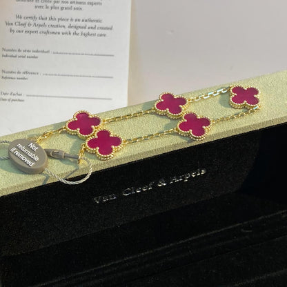 [Rani Jewelry]NEW CLOVER 5 MOTIFS PINK ENAMEL BRACELET