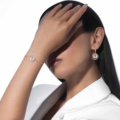 [Rani Jewelry]LUCKY MOVE WHITE MOTHER OF PEARL PINK GOLD DIAMOND BRACELET