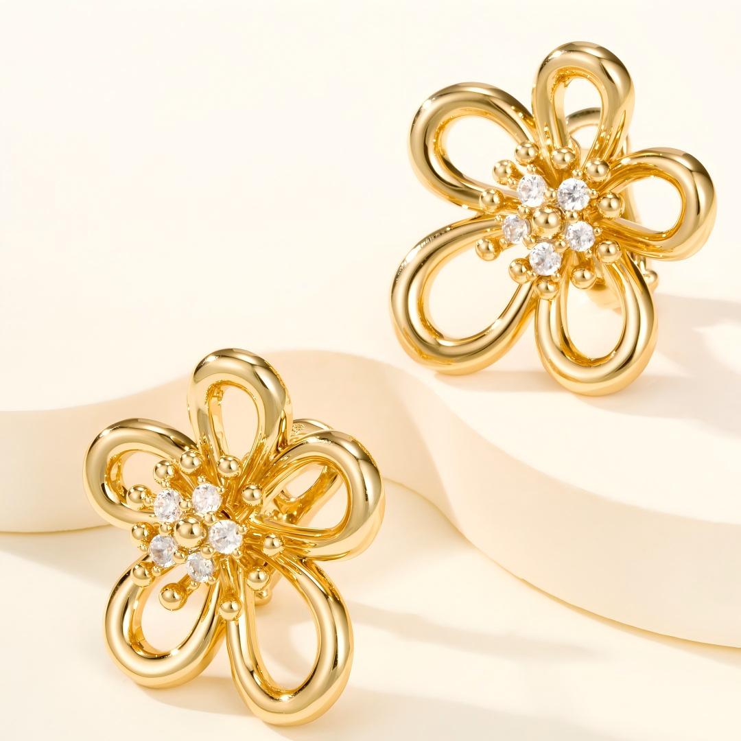 [Rani Jewelry] FLOWERLACE EARRING 5 DIAMONDS