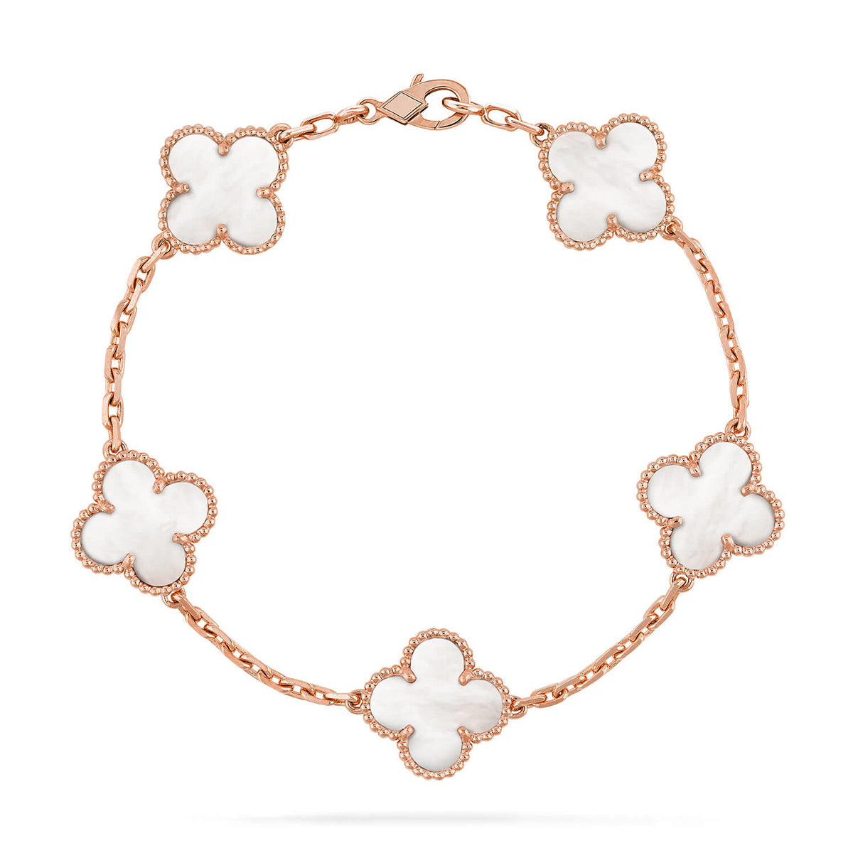 [Rani Jewelry]CLOVER WHITE PEARL MOP 5 MOTIF BRACELET COLLECTION