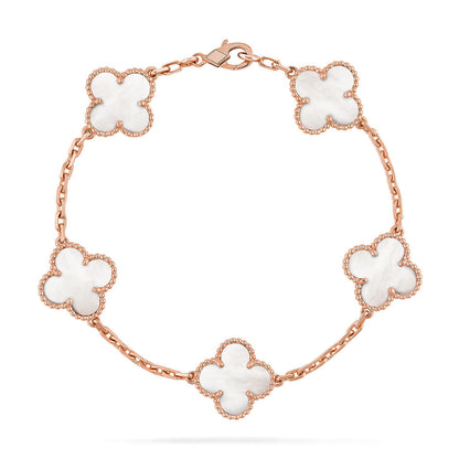 [Rani Jewelry]CLOVER WHITE PEARL MOP 5 MOTIF BRACELET COLLECTION