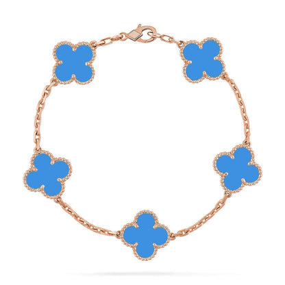 [Rani Jewelry] CLOVER 5 MOTIF BLUE AGATE BRACELET COLLECTION