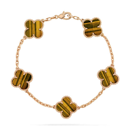[Rani Jewelry] CLOVER 5 MOTIFS TIGER EYE BRACELET COLLECTION